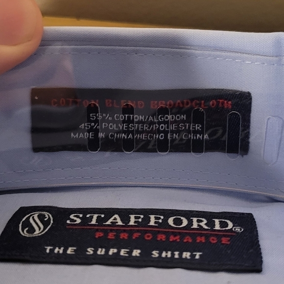 𝅺STAFFORD Men's Super Performance Blue Dress Shirt - Size (17) - NEW - Picture 5 of 6